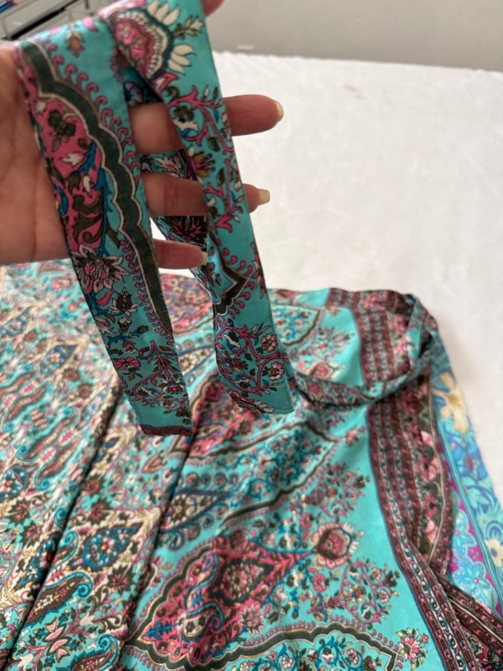 Earthbound Trading Co Wrap Skirt One Size Boho Paisley Floral Festival Gypsy OS - Picture 6 of 7